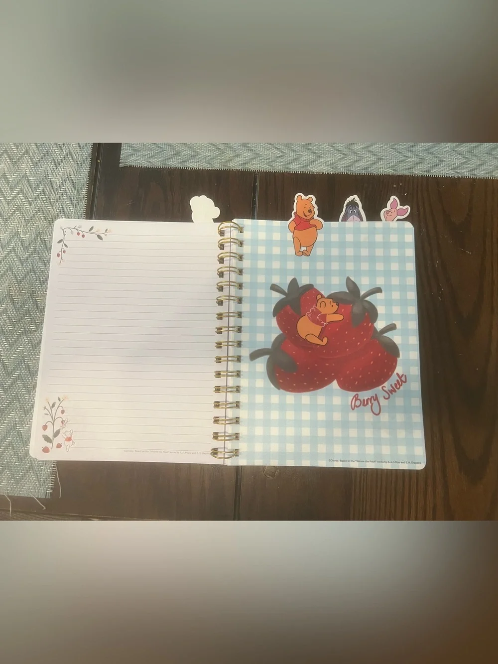 Disney Winnie the Pooh with Strawberries Spiral Tabbed Journal